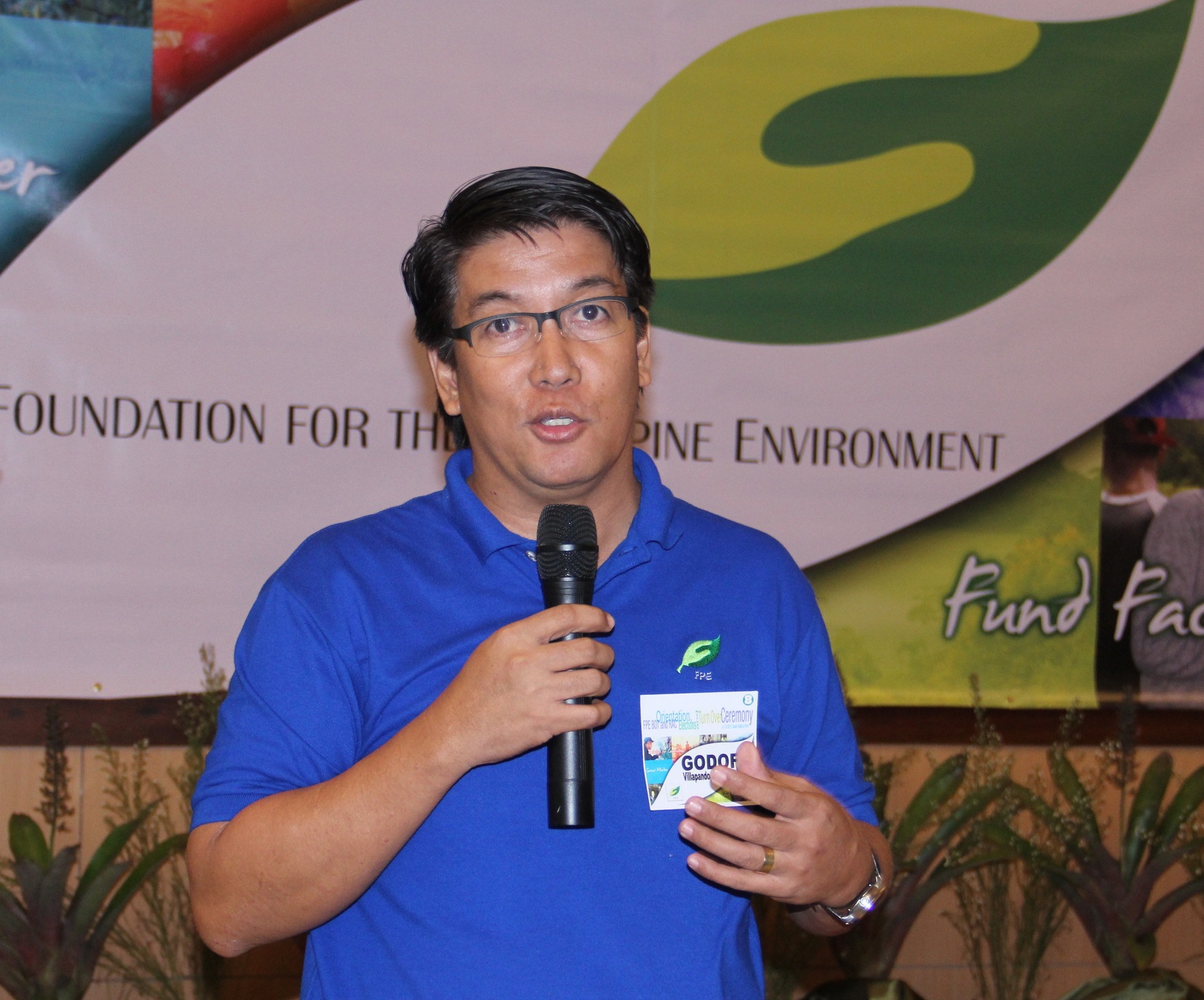 Mr. Godofredo Villapando Jr. delivering his acceptance speech after being installed as the new Executive Director of the FPE on July 19, 2012 at the Cocoon Boutique Hotel, Quezon City.